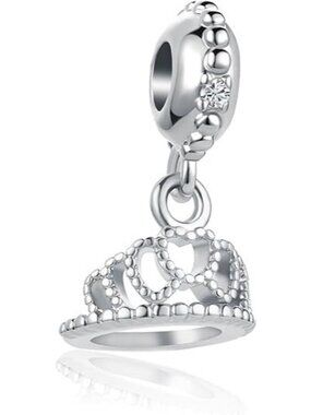 April Birthstone Princess Queen Crown Charm For Pandora Bracelets Jewelry